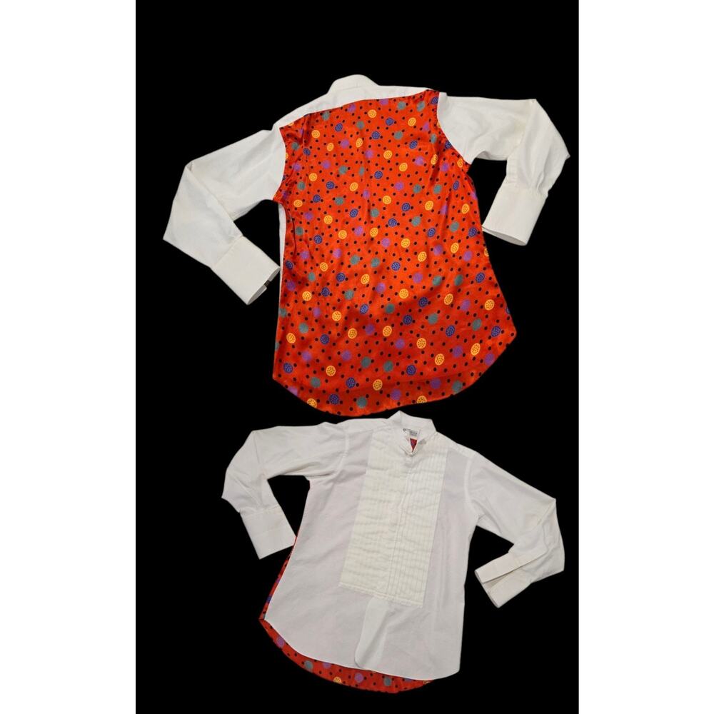 Vintage Hong Kong Hilton Hotel Custom Shirt French Cuff Elegant Tailor White Red
